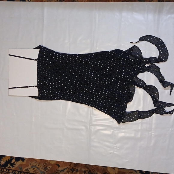 WITCHCRAFT! A size M body con ragged hem dress by JS, black w/white polka dots. - Picture 5 of 14